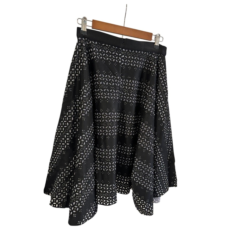 Marc Bouwer Unlimited Black White Geometric Print A-Line Skirt Small Flare Mini